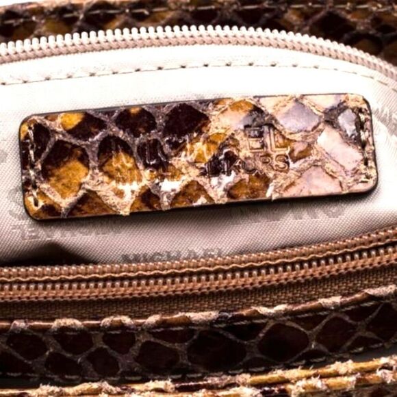 Michael Kors Python Embossed Patent Leather Shoulder Bag - Picture 11 of 16